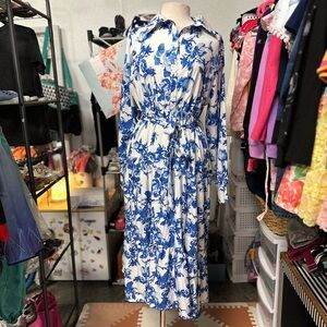 Floral Blue and White Women's Dress